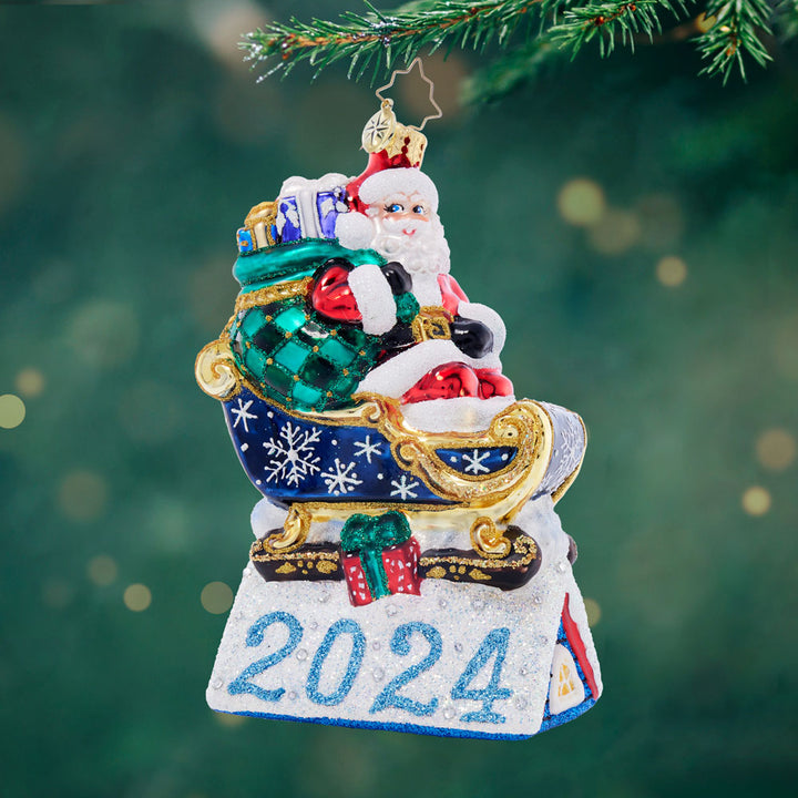 Front image - Rooftop Parking Santa 2024 - (Dated Santa ornament)