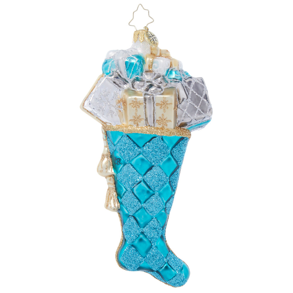 Back image - Silvery Spruce Stocking - (Stocking ornament)