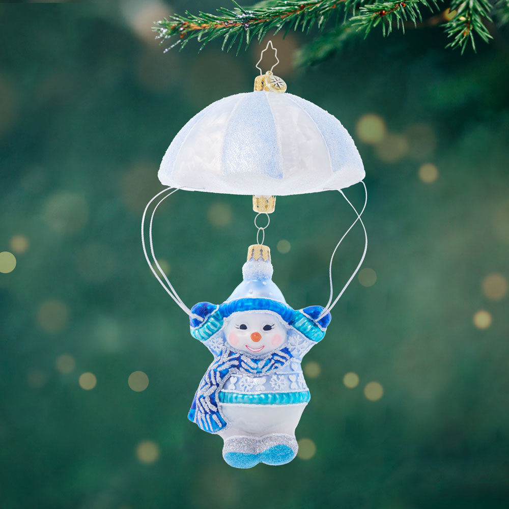 Front image - Frozen Freefall - (Snowman with parachute ornament)