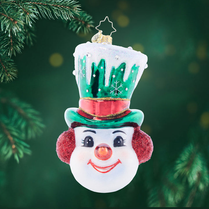 Front image- Top Hat Tidings - (Snowman ornament)