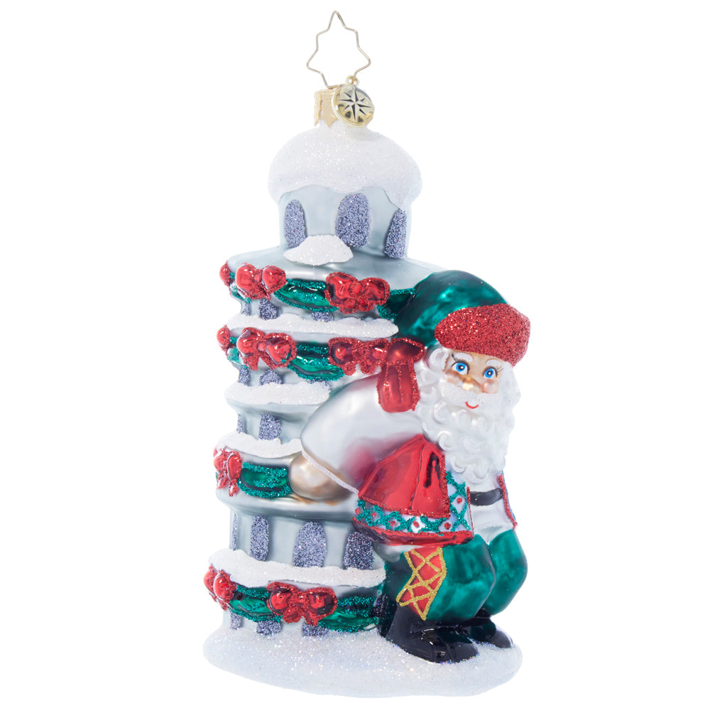 Front image - Santa's Pisa Pose - (Santa ornament)