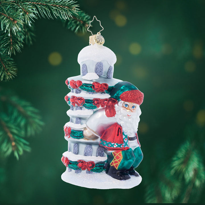 Front image - Santa's Pisa Pose - (Santa ornament)