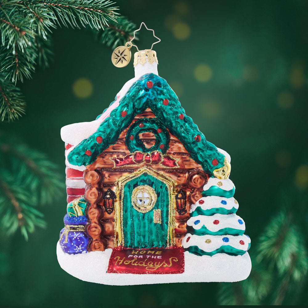 Front image - Hidden Woods Hideaway - (Log cabin ornament)