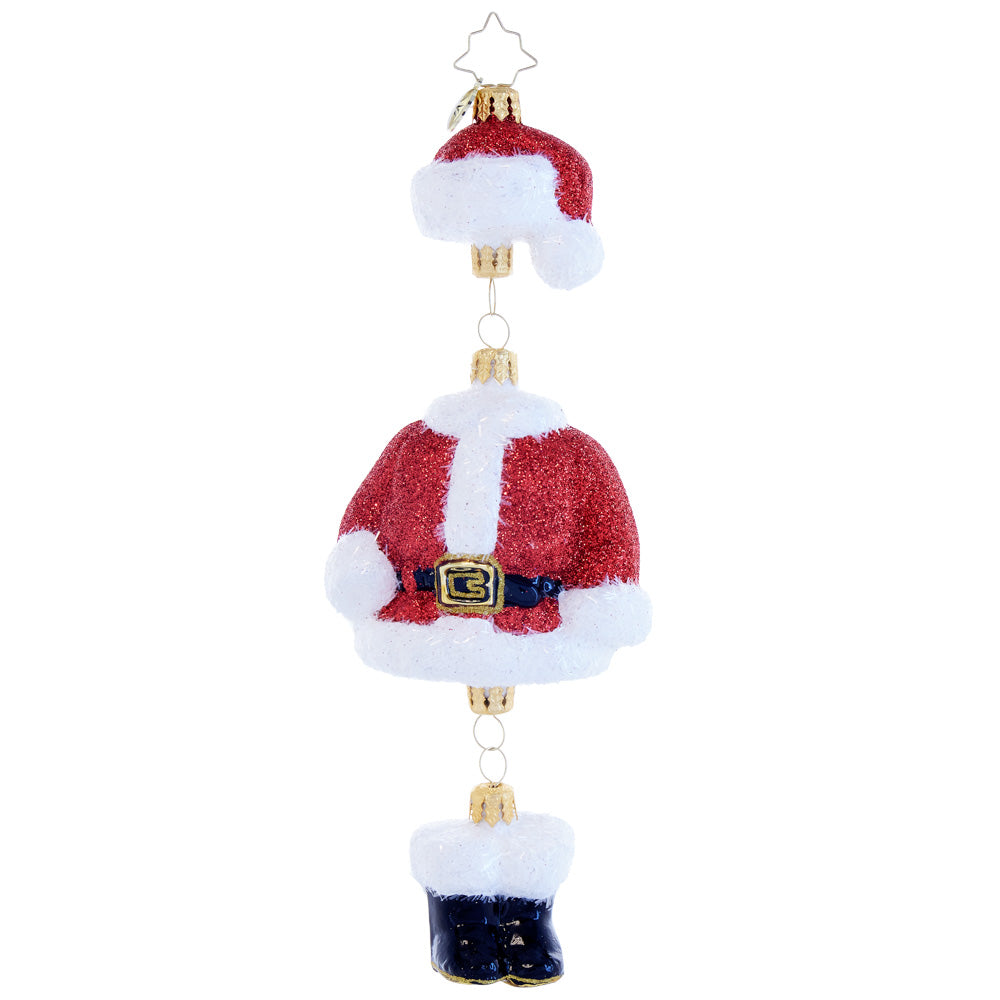 Front image - Suiting Up for the Season - (Santa suit ornament)
