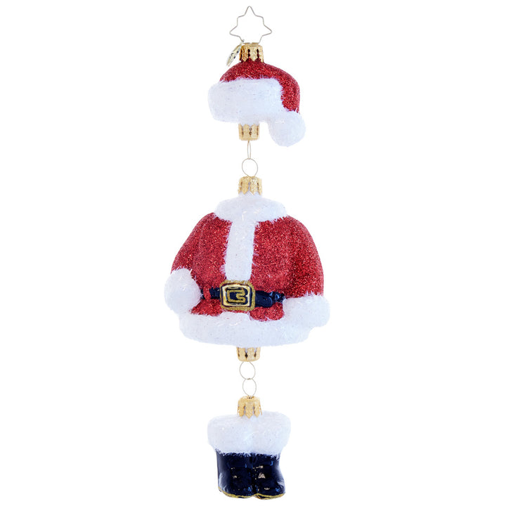 Front image - Suiting Up for the Season - (Santa suit ornament)