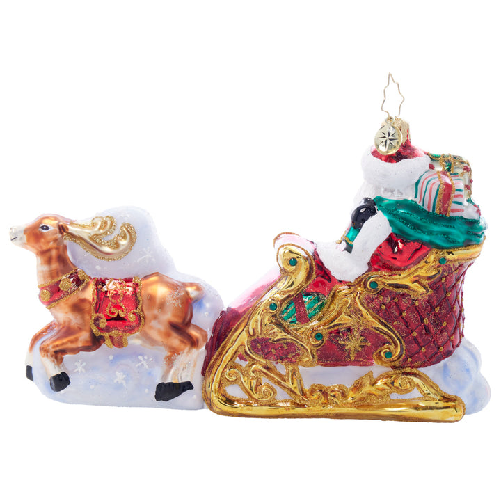 Back image - Dash Away, Dash Away All! - (Santa in sleigh ornament)