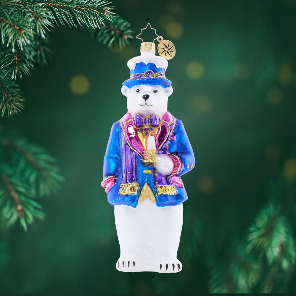 Front image - Dapper Bear - (Polar bear ornament)