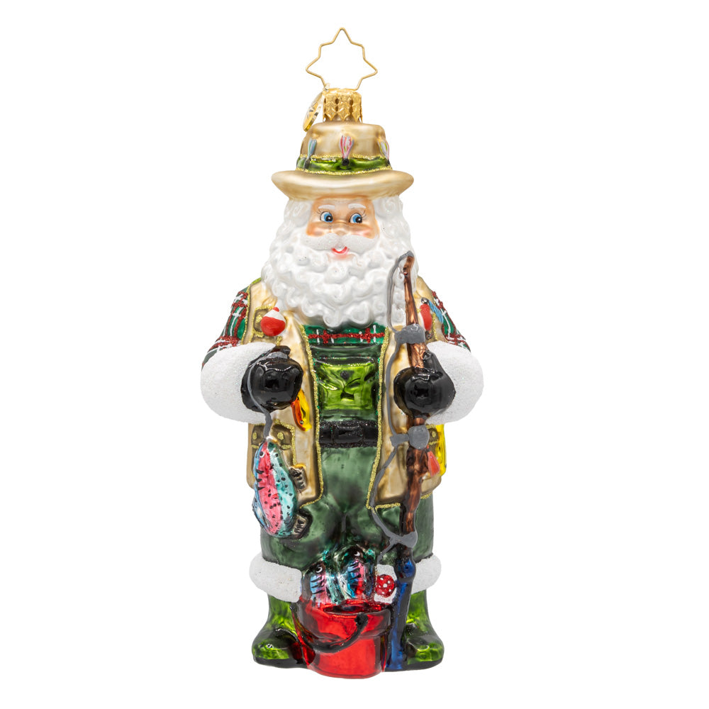 Front image - Fly Fisher Santa Claus - (Personalized holiday ornament)