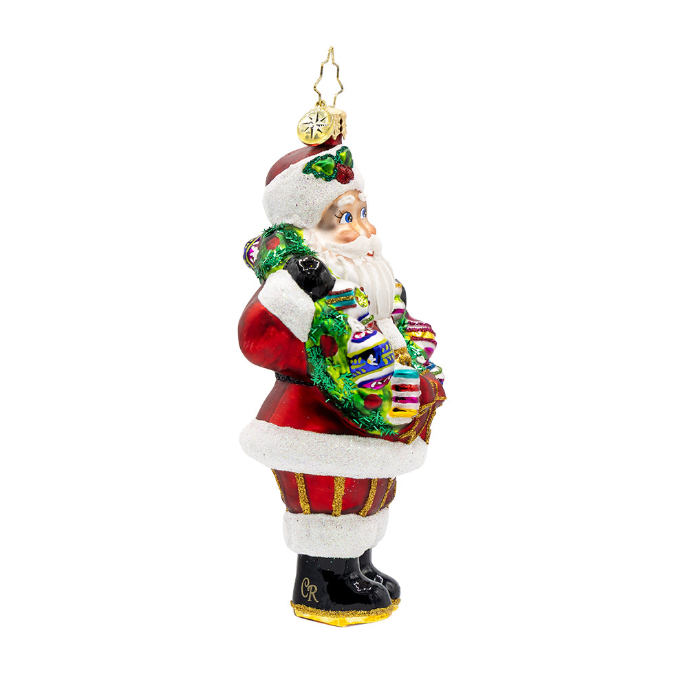 Vintage Holiday Wreath Santa