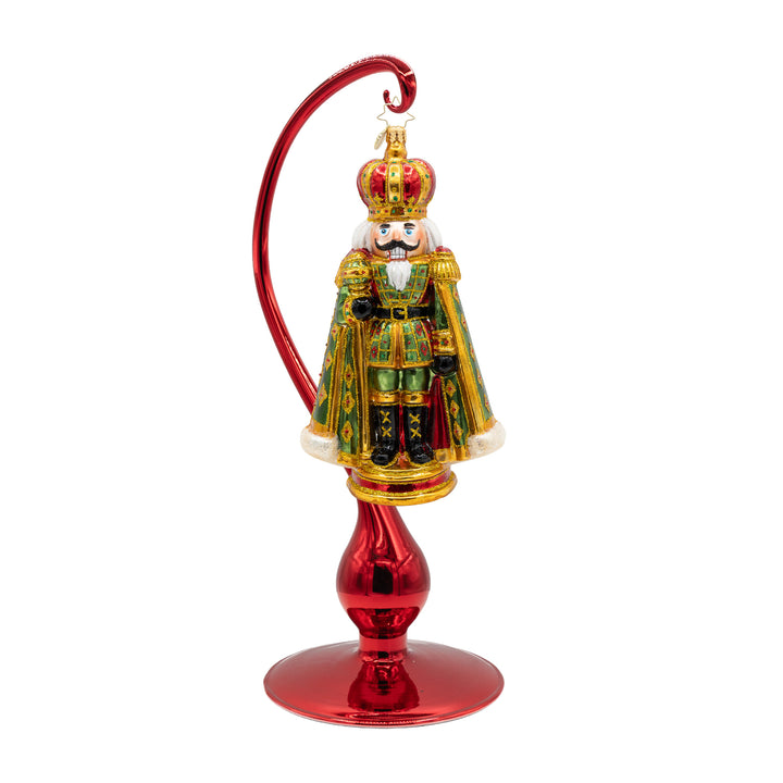Large Glass Ornament Stand - Red