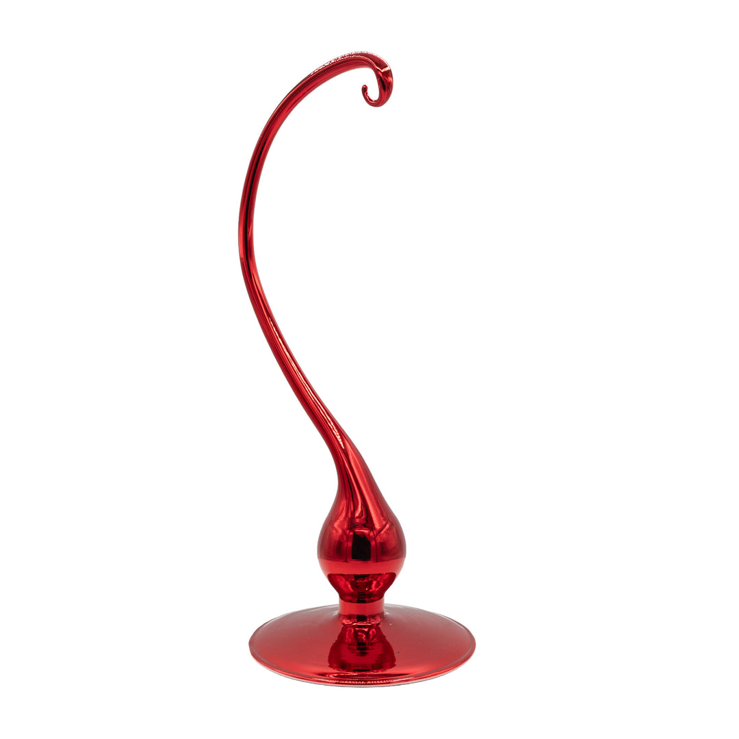 Large Glass Ornament Stand - Red