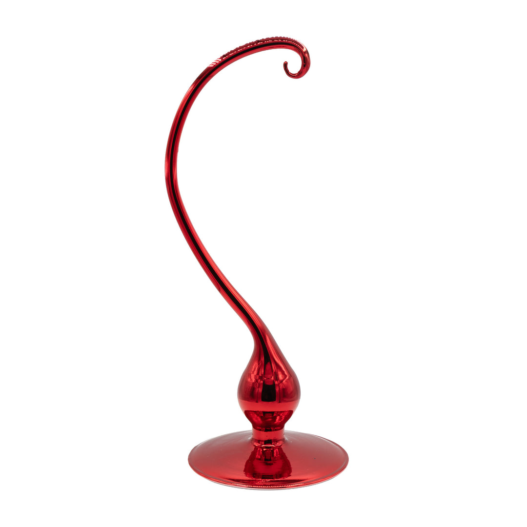 Large Glass Ornament Stand - Red