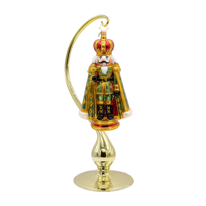 Large Glass Ornament Stand - Gold