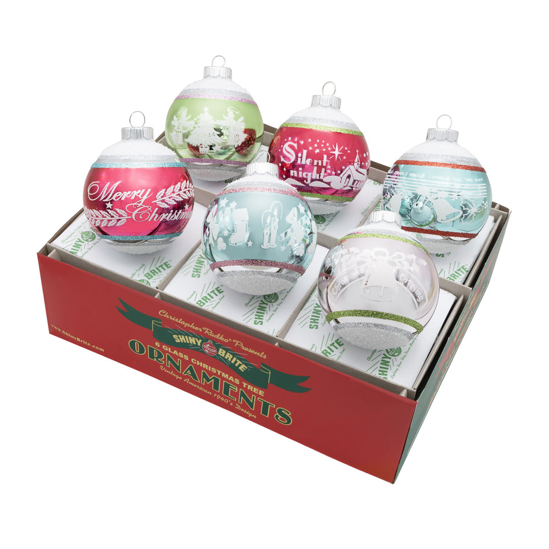 FESTIVE FETE 6 COUNT 3.25" SIGNATURE FLOCKED ROUNDS