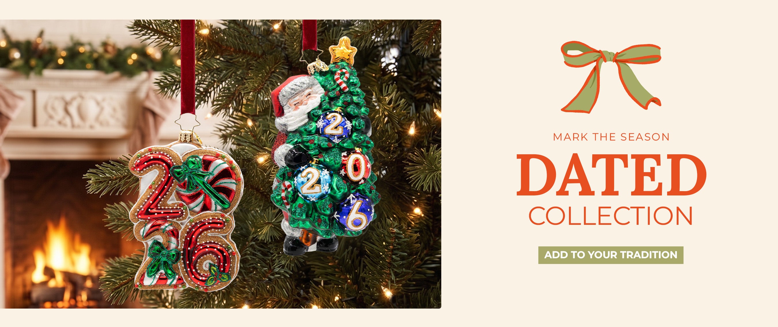 Danner Collection banner, featuring two glass ornaments with "2026".