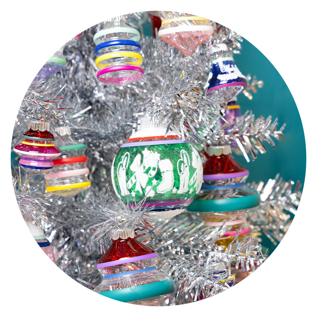 Vivid Vintage Shiny Brite ornaments 