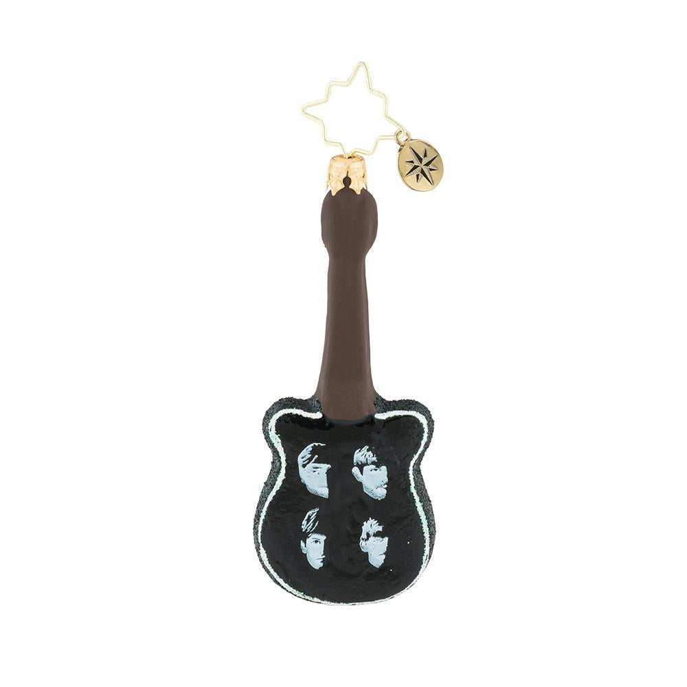 Back - Ornament Description - String Of Hits: With a music catalog like the Fab Four, each song was likely spun on a guitar of either George, Paul, or John. Perhaps just like this one?