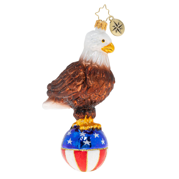 Side View - Ornament Description - Stars & Stripes Bald Eagle: Like an eagle who soars from coast to coast, from sea to shining seaâ€”it's good to be an American, living wild and free.