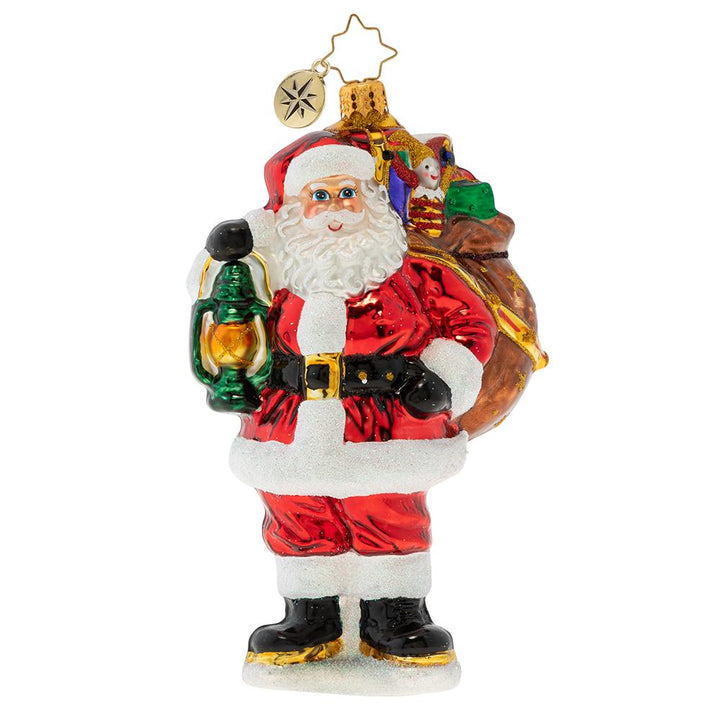 Front - Ornament Description - Our Gallant Guide: The city may be sleeping, but Santa's glowing lantern lights the way as he carries his magic sack of gifts through the darkness of Christmas Eve night.