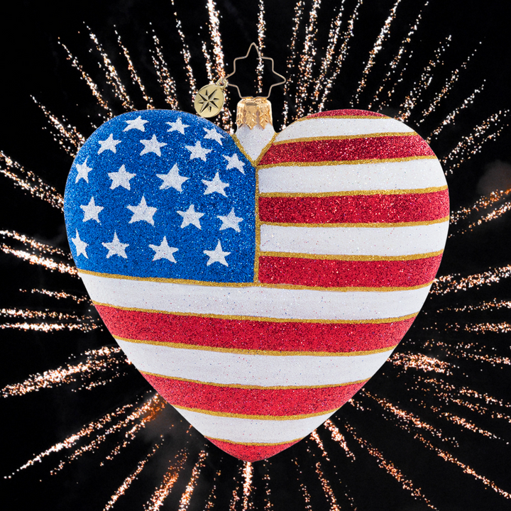 Ornament Description - Heart of America: The tragic events of September 11, 2001 shocked and united America like never before. This heartfelt keepsake symbolizes the unbreakable heart of the American spirit, and a tribute to every life lost. A percentage of proceeds from the sale of this ornament will go to a charity that supports 9/11 survivors, first responders, and their families. We will never forget!