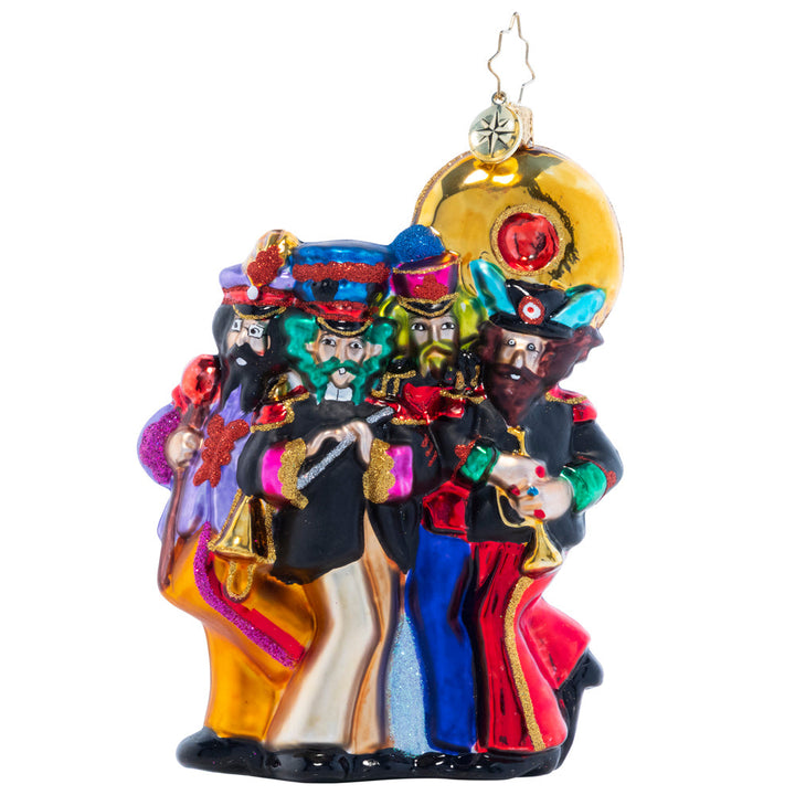 Ornament Description - Four Man Imaginary Band: Gang's all here! The Fab Four are suited up and ready to defend Pepperland. Those Blue Meanies don't stand a chance against love-- or The Beatles' groovy tunes!