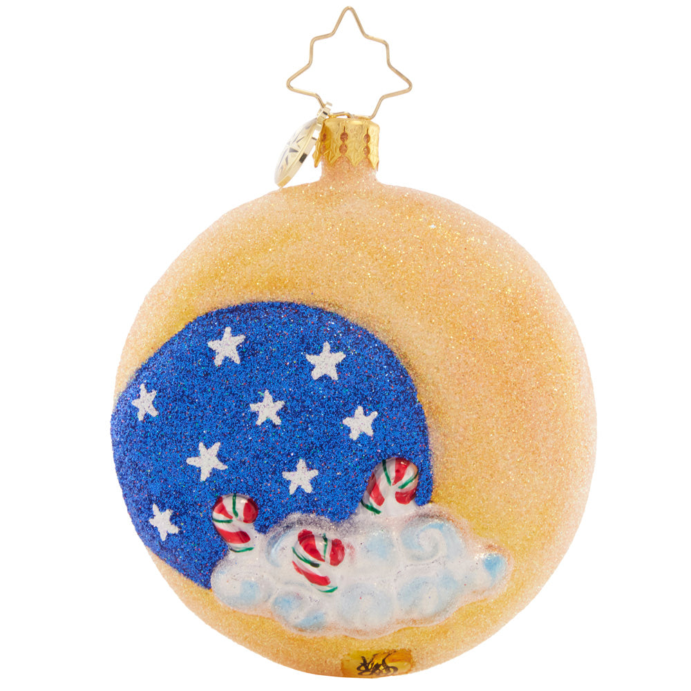 Back - Ornament Description - Darling 1st Christmas Gem: Celebrate your little one's first Christmas with this cherished crescent-moon Little Gem. A baby-bear with a Santa hat is the star of this sweet keepsake piece.