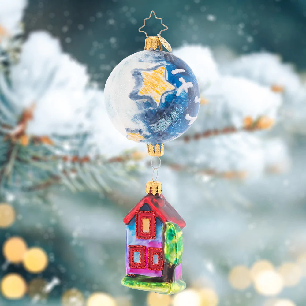 Ornament Description - My Papa Moon: Embody the sweetness and warmth of the World of Eric Carle World this Christmas with Papa's Moon and remember what really matters most this time of year. The celestial moon hangs delicately over the charming cottage home, bringing to mind the innocence and nostalgia of childhood we all yearn for.