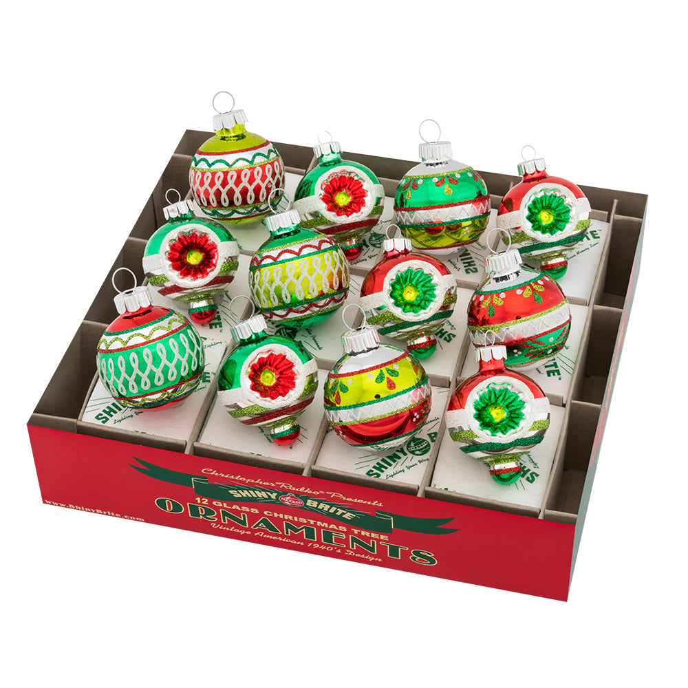 Ornament Set Description - Holiday Splendor 12 Count 1.75" Decorated Rounds & Shapes